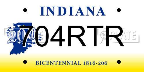 704RTR Indiana License Plate