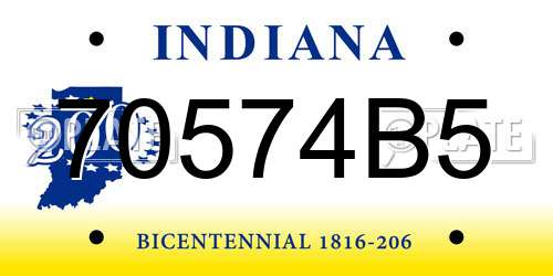 70574B5 Indiana License Plate