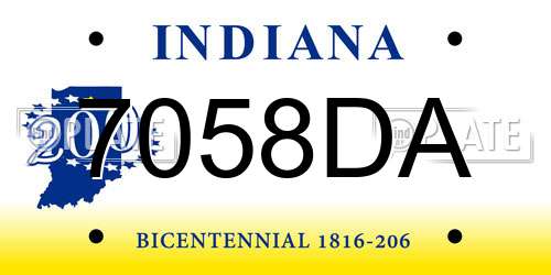 7058DA Indiana License Plate