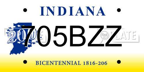 705BZZ Indiana License Plate