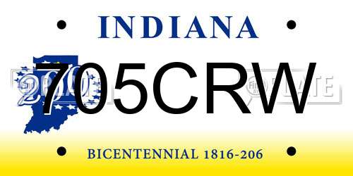 705CRW Indiana License Plate