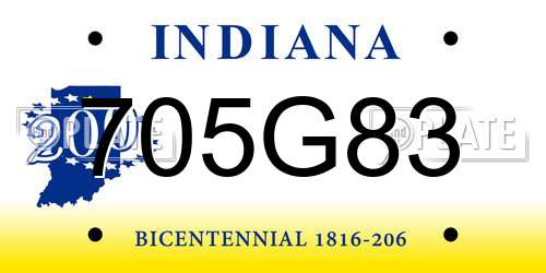 705G83 Indiana License Plate