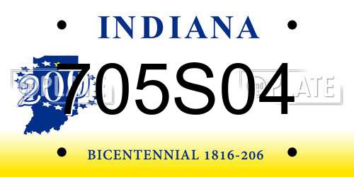 705S04 Indiana License Plate