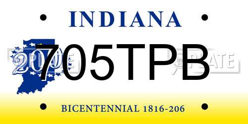 705TPB Indiana License Plate