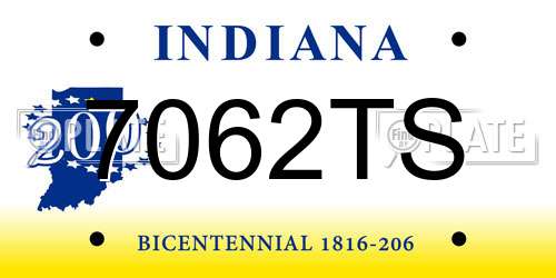 7062TS Indiana License Plate