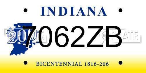 7062ZB Indiana License Plate