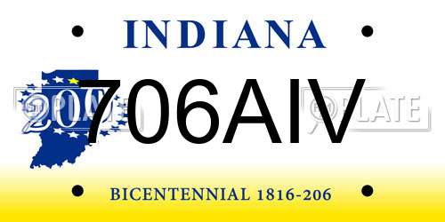706AIV Indiana License Plate