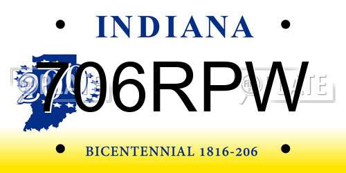 706RPW Indiana License Plate