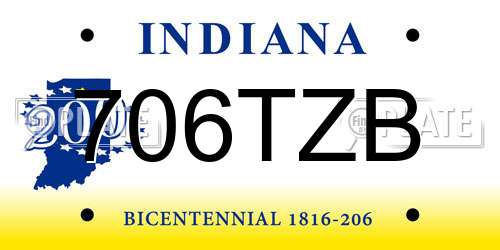 706TZB Indiana License Plate