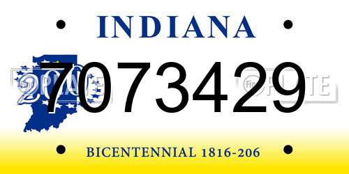 7073429 Indiana License Plate