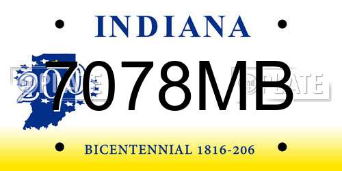 7078MB Indiana License Plate