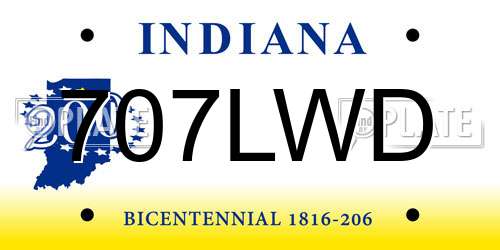 707LWD Indiana License Plate