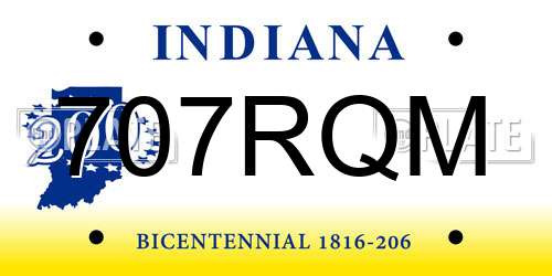 707RQM Indiana License Plate