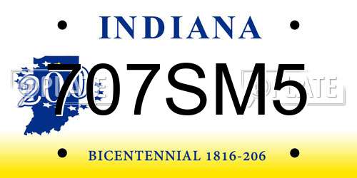 707SM5 Indiana License Plate