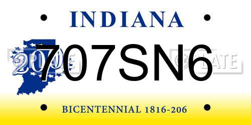 707SN6 Indiana License Plate