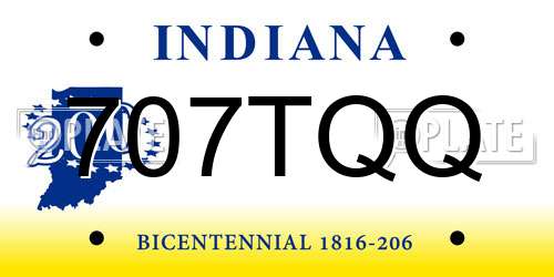 707TQQ Indiana License Plate