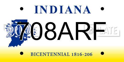 708ARF Indiana License Plate