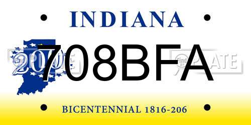 708BFA Indiana License Plate