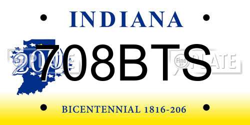708BTS Indiana License Plate