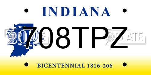 708TPZ Indiana License Plate