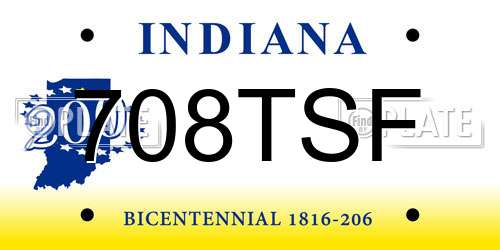 708TSF Indiana License Plate