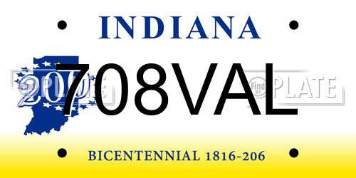 708VAL Indiana License Plate