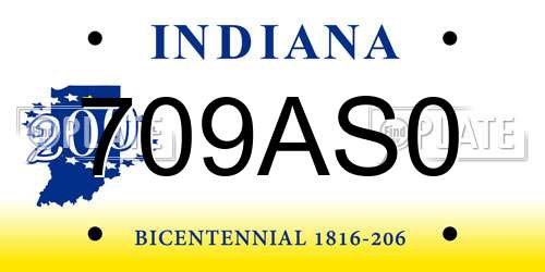 709AS0 Indiana License Plate