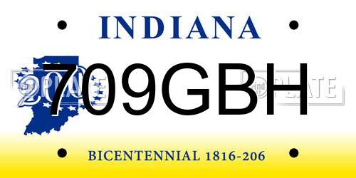 709GBH Indiana License Plate