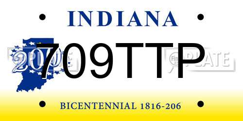 709TTP Indiana License Plate