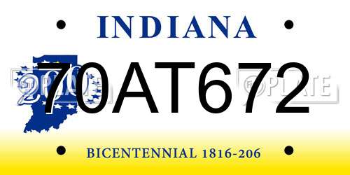 70AT672 Indiana License Plate