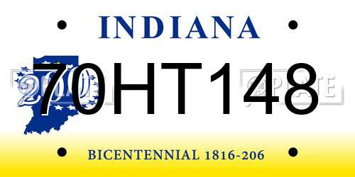 70HT148 Indiana License Plate