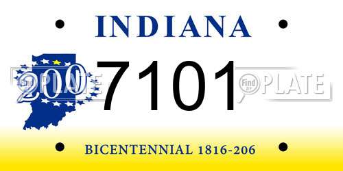 7101 Indiana License Plate