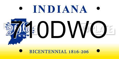 710DWO Indiana License Plate