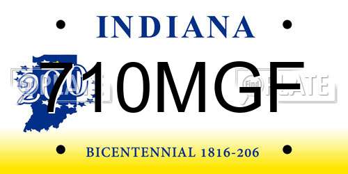 710MGF Indiana License Plate
