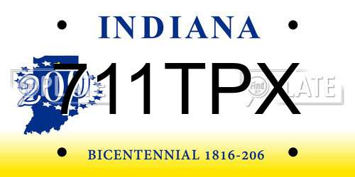 711TPX Indiana License Plate