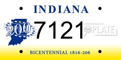 7121 Indiana License Plate