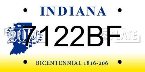 7122BF Indiana License Plate