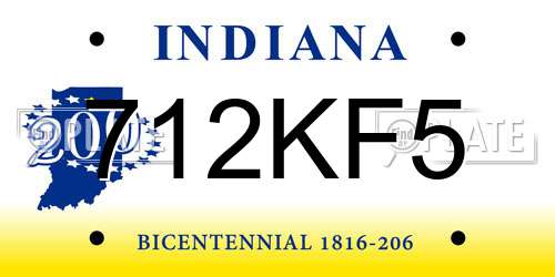 712KF5 Indiana License Plate