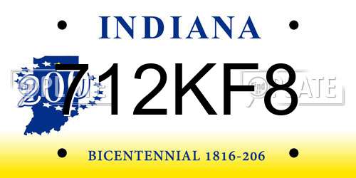 712KF8 Indiana License Plate
