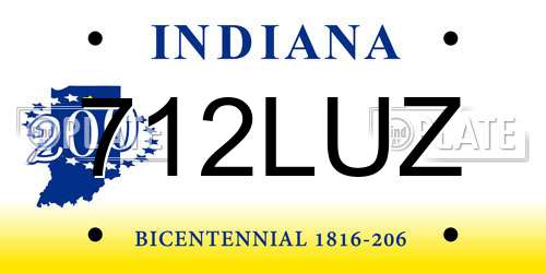 712LUZ Indiana License Plate