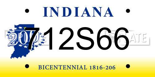 712S66 Indiana License Plate