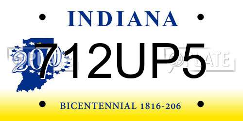 712UP5 Indiana License Plate