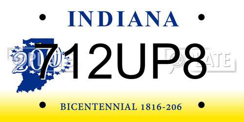 712UP8 Indiana License Plate