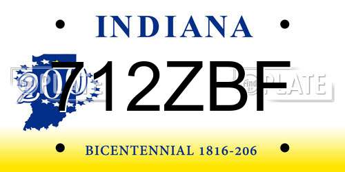 712ZBF Indiana License Plate