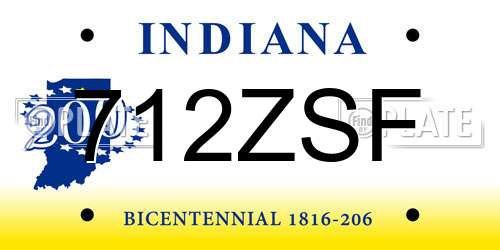 712ZSF Indiana License Plate