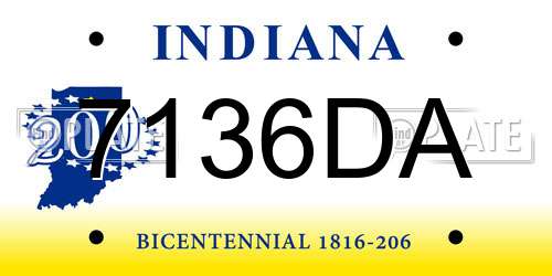 7136DA Indiana License Plate