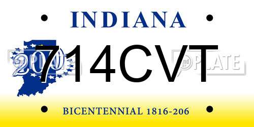 714CVT Indiana License Plate