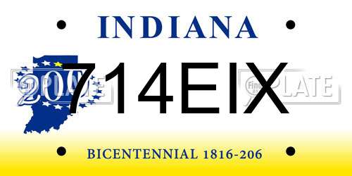 714EIX Indiana License Plate