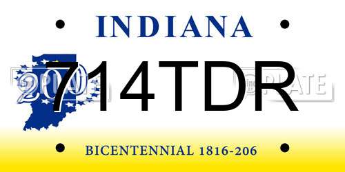 714TDR Indiana License Plate