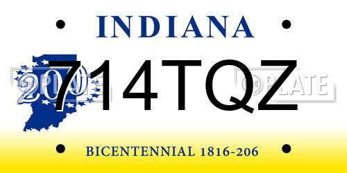 714TQZ Indiana License Plate